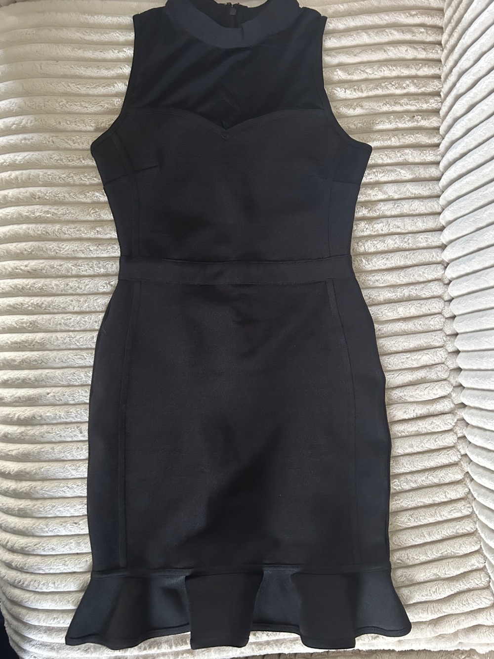 Fashion, nova, bondage Classic Black Sleeveless Ruffle-Hem Dress